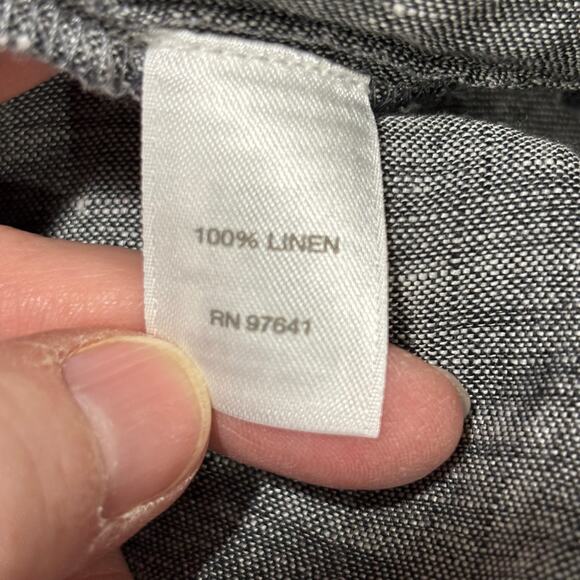 J Jill gray linen blouse button front marled long sleeves Size S career casual - Picture 7 of 7